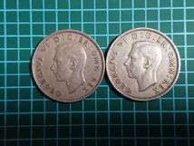 イギリス ジョージ６世 2シリング 二種1948年、1950年_画像1