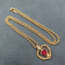 箱付き Dior ネックレス ディオール ハート カラーストーン ロング ゴールド CD ロゴ アクセサリー 金 80cm_画像6