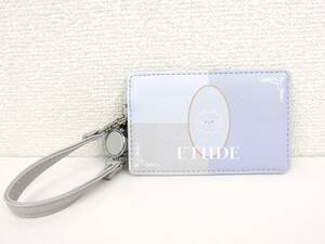 【未使用】ETUDE(韓国コスメブランド) 伸びるリール付きパスケース 定期入れ レターキャット パープル系 ☆定期やカードの紛失防止に☆