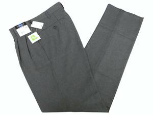 【未使用タグ付】Liberal-P 撥水 防汚加工 ウエストフィット 2タックスラックスパンツ W74～77cm 股下88cm 未裾上げ グレー 光沢感 メンズ