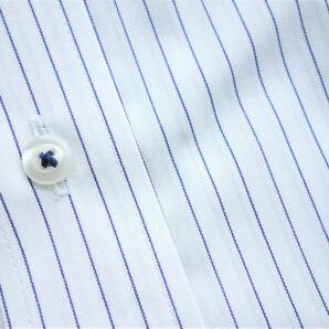 220525.012-4 TECHNO WAVE×ファブリーズ 消臭抗菌 形態安定 L(41-84) ワイドカラー長袖ドレスシャツ ネイビーストライプ ホワイト 紺×白の画像4