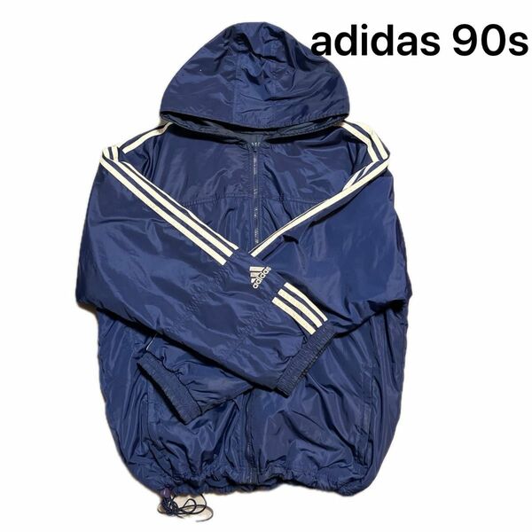 90's adidas リバーシブル 中綿フードジャケット