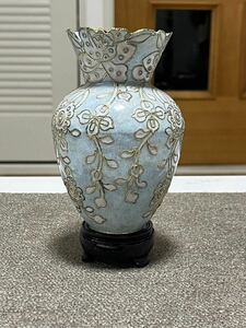 中国美術 景泰藍 七宝焼　古美術 花入 花器 ミニ花瓶 置物 唐物　台付き