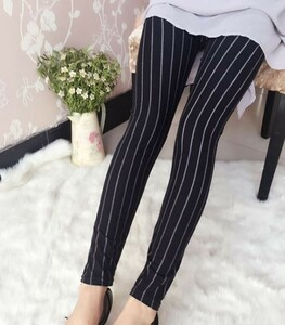  lady's stripe pattern leggings pants black jeggings leggings 