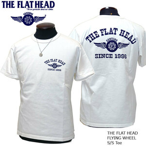 2024年春夏新作 THE FLAT HEAD/フラットヘッド フライングホイール 半袖Ｔシャツ 40 Lサイズ ホワイト 白 FN-THC-202 新品 日本製 送料無料