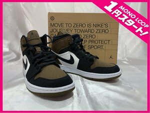 【8MI鈴02006C】1円スタート★NIKE★WMNS AIR JORDAN 1 MID SE★LIGHT OLIVE★DV0427-301★ナイキ★エアジョーダン★27cm★中古品★