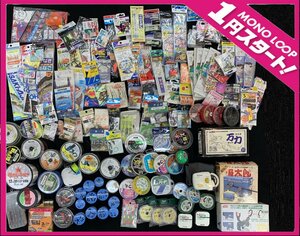 【12MTメ02003E】1円スタート★大量★約150点★釣り糸★釣り針★釣り具★海釣り★川釣り★釣り★万力★針結び器★チヌ★サビキ★おもり★