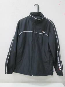 (9)!FILA filler men's reverse side nappy nylon jacket Wind breaker size M black black 