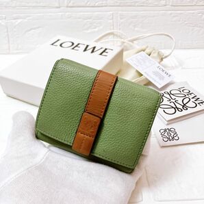 ロエベ LOEWE アナグラム 三つ折り 折り財布 コンパクト レザー Y249 レディース ウォレット グリーン ブラウン