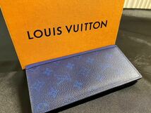 C/1034 美品 LOUIS VUITTON ルイ・ヴィトン タイガ ラマ 長財布 ブルー 青_画像1