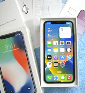 ★新品のような美品 ★完動品 ★バッテリー100％ SIMフリー Apple iPhoneX 大容量 256GB シルバー SIMロック解除済 格安SIM利用可 iphone X