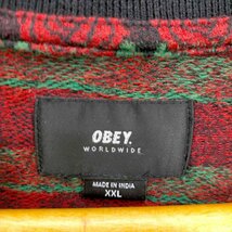 OBEY(オベイ) バラ柄 ニット ポロシャツ メンズ XXL 中古 古着 0912_画像6