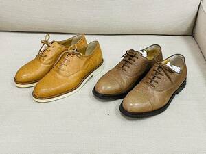 【1足未使用】 LARIO ラリオ 高級革靴 ビジネスシューズ 革靴 オーストリッチ ベージュ 全長約28cm 6号