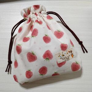 ★ハンドメイド★巾着★苺柄♪小物入れ♪バッグインバッグに