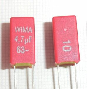 [2個] WIMA 63V 4.7uF 10% MKS2 高音質フィルムコンデンサ