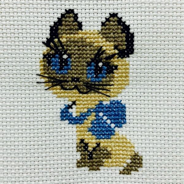 クロスステッチ 刺繍 完成品 猫 ネコ ねこ ハンドメイド