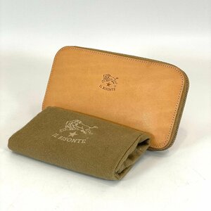 6562-60 unused IL BISONTE Il Bisonte long wallet VACCHETTA C1010 120 long wallet round fastener leather natural beige 