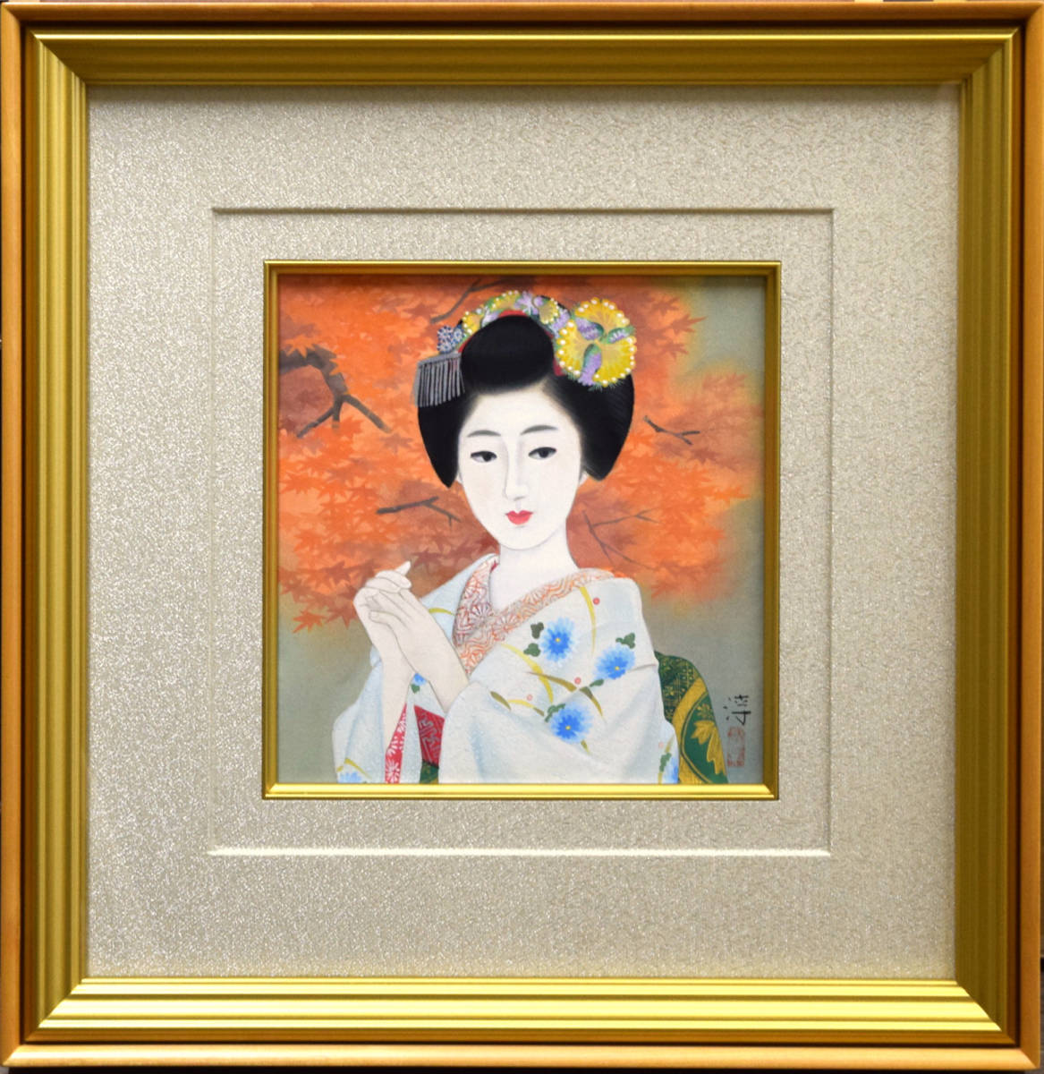 [Authenticity Guaranteed] Jun Nakao Autumn Colors Japanese Painting No. 3/Master: Shimei Terajima/Solitary Painter, painting, Japanese painting, person, Bodhisattva