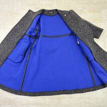 14aw 2014 美品 tricot COMME des GARCONS トリコ コム デ ギャルソン ノーカラー ダブル Aライン コート COAT グレー 系 サイズ M_画像5