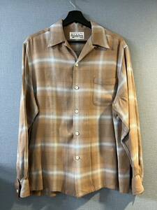 WACKO MARIA OMBRE CHECK OPEN COLLAR SHIRT L/S ( TYPE-2 ) BROWN Mサイズ ワコマリア オンブレ チェックシャツ