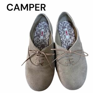 CAMPER★フラットシューズ スエード ラメ入り 紐靴 レースアップ