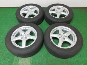 ZL099【送料無料】215/60R16 超溝高 8.5~9分山 グッドイヤー 夏タイヤ EG01 高年式 ホイールセット 4本 激安 クラウン ロイヤル マークX 等