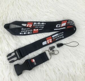 GR GAZOO Racing ネックストラップ ガズーレーシング 長さ58.4cm 幅2.5cm 着脱可能 カニカン 松葉紐付き