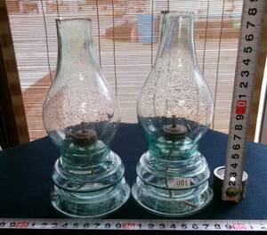001■　気泡　ガラス　18cm　豆ランプ　2個セット　広島■