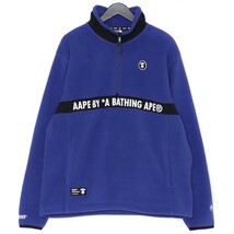 A BATHING APE フリースジャケット Lサイズ ブルー AAPSWM3608XXD アベイシングエイプ AAPE LOGO FLEECE PULLOVER_画像1