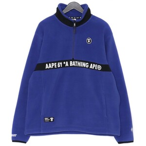 A BATHING APE フリースジャケット Lサイズ ブルー AAPSWM3608XXD アベイシングエイプ AAPE LOGO FLEECE PULLOVER