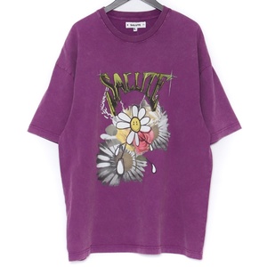 SALUTE Washed Flower Vintage Tee Lサイズ パープル サルーテ ウォッシュドヴィンテージTシャツ 半袖カットソー