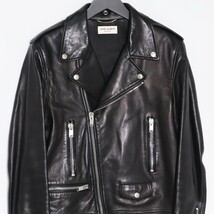 SAINT LAURENT PARIS クラシックモーターサイクルラムレザーダブルライダースジャケット 50 ブラック 397290Y5YA1 サンローラン エディ期_画像3