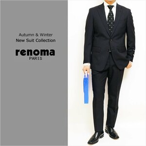 2024 新作 新品 春夏 renoma レノマ パリス 濃紺ネイビー無地 モヘア混ソラーロ 2つボタン スーツ A6