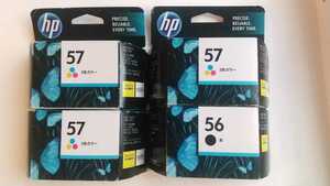 ジャンク hp 純正インクカートリッジ 3色カラー 57 3個 hp56 黒 1個　計4点 期限切れ