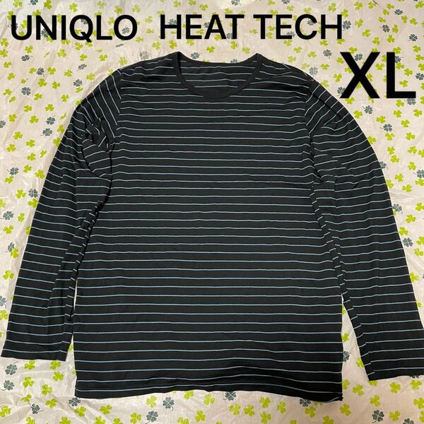 UNIQLO ヒートテック XL ボーダー ユニクロ ロンT 黒 ブルー 長袖 ロングTシャツ インナー HEAT TECH
