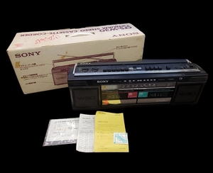 0206-208□箱付き SONY ステレオカセットレコーダー Wラジカセ CFS-W30 ブラック STEREO CASSETTE RECODER 動作未確認 ジャンク ※簡易梱包