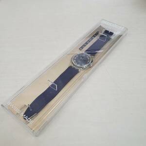 0205-214■稼働品 ケース付 スウォッチ SWATCH 自動巻き automatic ネイビー 時計 腕時計 裏スケ 動作未確認 ジャンク 