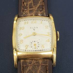 0214-207■稼働品 ELGIN エルジン 腕時計 311855 14k GOLD FIELD 角型 683 U-S-A P132998 17石 アンティーク 動作未確認 ジャンク 