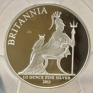 2013年 イギリス ブリタニア 銀貨 コイン PCGS 69 ディープカメオ ファーストストライク フクロウ　1ポンド 銀貨 Britannia 1ポンド　投資