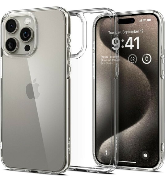 ER-59@Spigen iPhone 15 Pro ケース クリア ストラップホール 黄変抑制 透明 TPU ウルトラ・ハイブリッド ACS06707 (クリスタル・クリア)