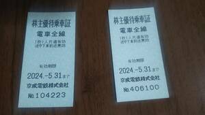 【京成電鉄】株主優待券　2枚セット（期限24.5.31）