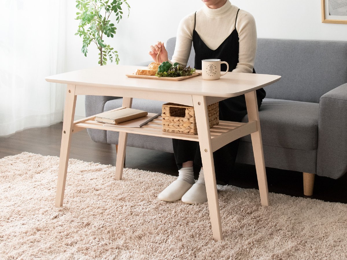 ソファテーブル ソファーに座って丁度いい高さ 幅100 奥行き50 高さ60cm ホワイト色