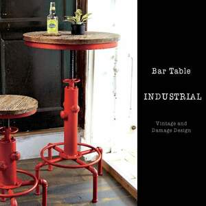 カウンターテーブル テーブル 丸テーブル 直径60 バーテーブル INDUSTRIAL（インダストリアル）レッド色