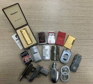 #17385A ライター まとめ売り14点 Marlboro/ZIPPO型/デュポン型/バックトゥザフューチャー/ワンピース/ピストル/KINGSTAR 