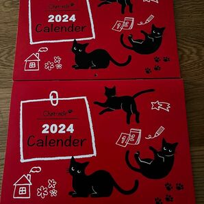 新品未使用　カレンダー　猫　2冊　シャノアール　黒猫スケジュール　管理　計画表　新学期