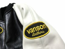 未使用に近い 近年モデル VANSON バンソン TJ レザーブルゾン/ライダース/36/ブラック×クリームホワイト系/USA/アメリカ/米国製_画像6