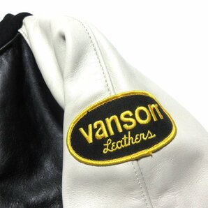 未使用に近い 近年モデル VANSON バンソン TJ レザーブルゾン/ライダース/36/ブラック×クリームホワイト系/USA/アメリカ/米国製の画像6