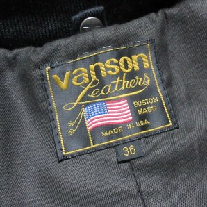 未使用に近い 近年モデル VANSON バンソン TJ レザーブルゾン/ライダース/36/ブラック×クリームホワイト系/USA/アメリカ/米国製の画像3