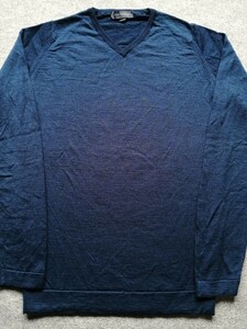 JOHN SMEDLEY ジョンスメドレー 30G メリノウール Vネック ニット indigo