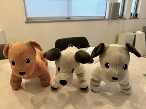 aibo 公式ライセンスぬいぐるみ 3点　サン・アロー製 アイボリーホワイト、 タイトー製 アイボリーホワイト・キャラメル